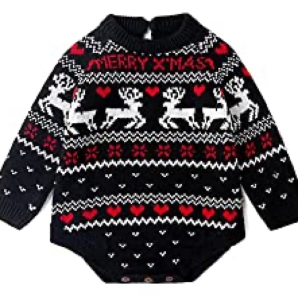 Simple kids Christmas Sweater onesie. Size 6 months